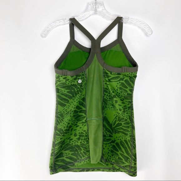 Lululemon Tank Leaf Allover Logo Print Green 4 - Picture 6 of 6